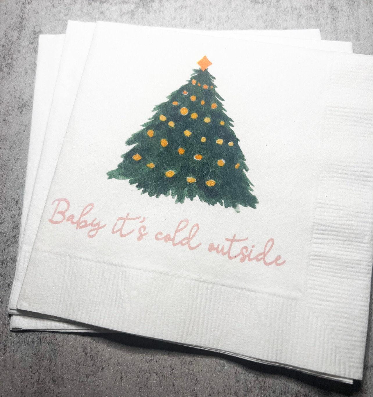 Baby It's Cold Outside Baby Shower Winter Christmas December Baby Shower Birthday Cocktail, Luncheon or Dinner Napkins Set of 25
