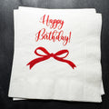 Red Bow Birthday Christmas December Birthday Happy Birthday Oh What Fun Christmas Bday Cocktail, Luncheon or Dinner Napkins Set of 25