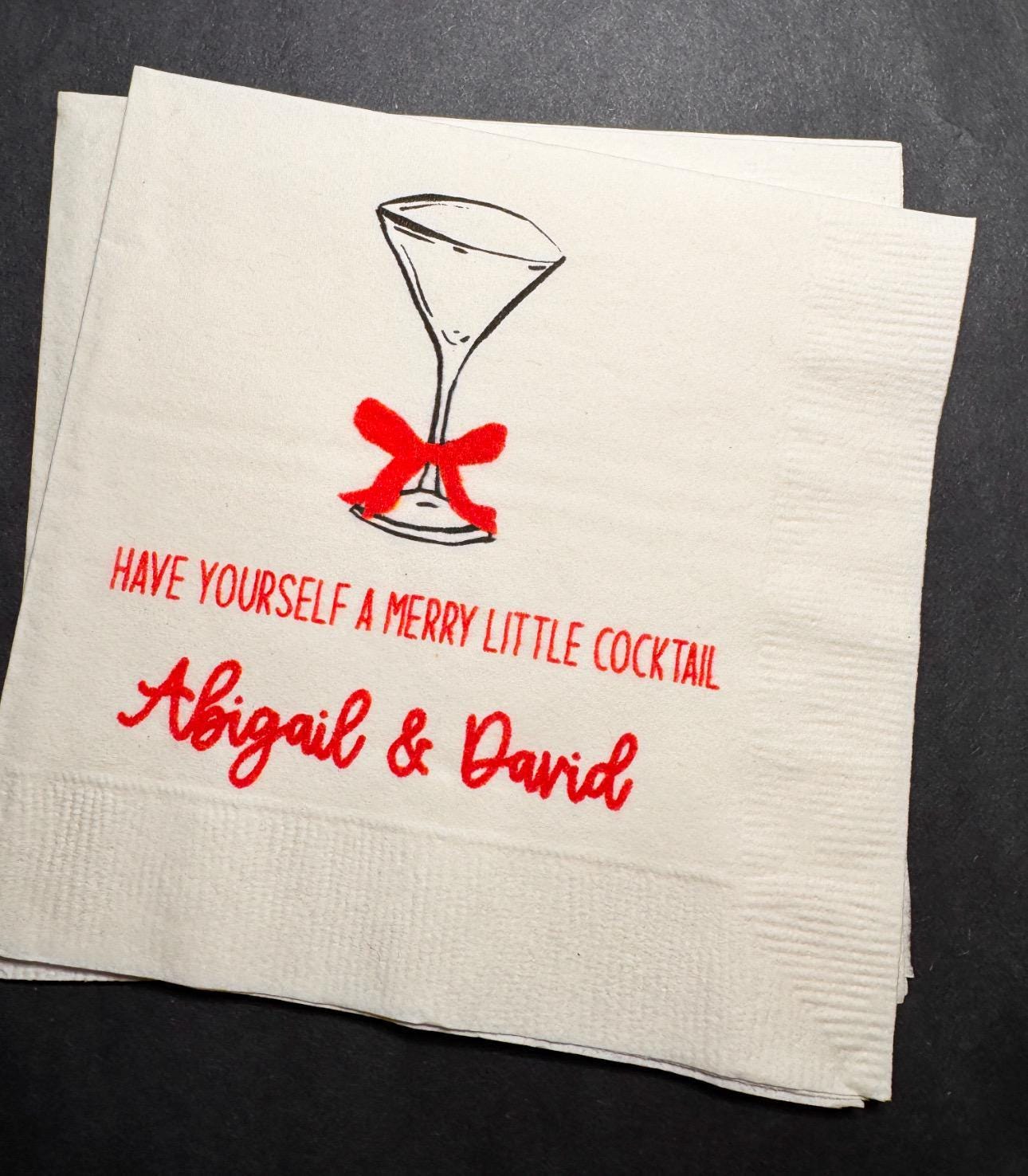 Merry Little Cocktail Tis the Season to be Married Christmas Engagement Party Wedding Cocktail, Luncheon or Dinner Napkins Set of 25