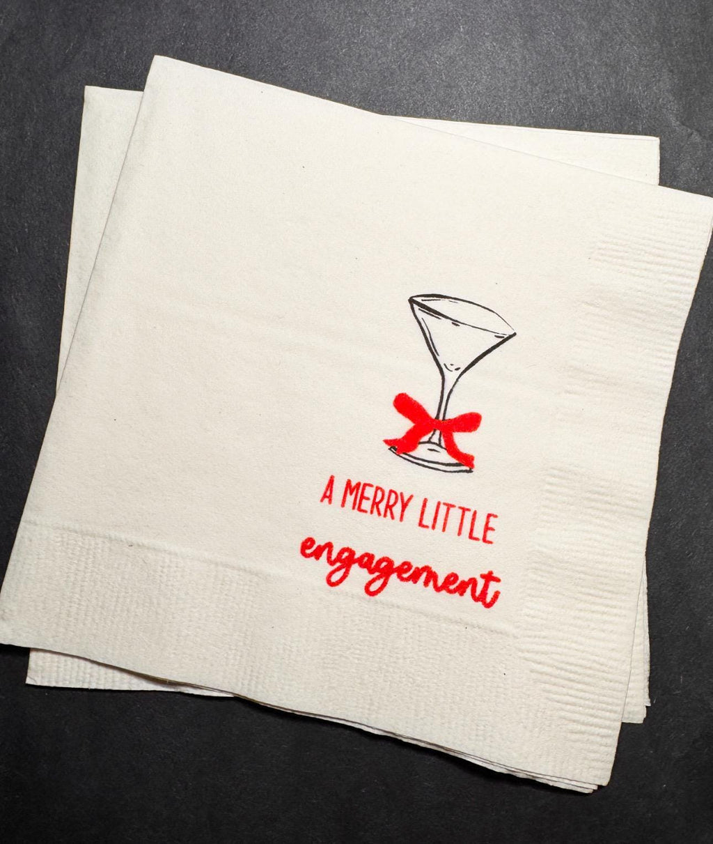 Merry Little Engagement Tis the Season to be Married Christmas Engagement Party Bridal Shower Cocktail, Luncheon or Dinner Napkins Set of 25