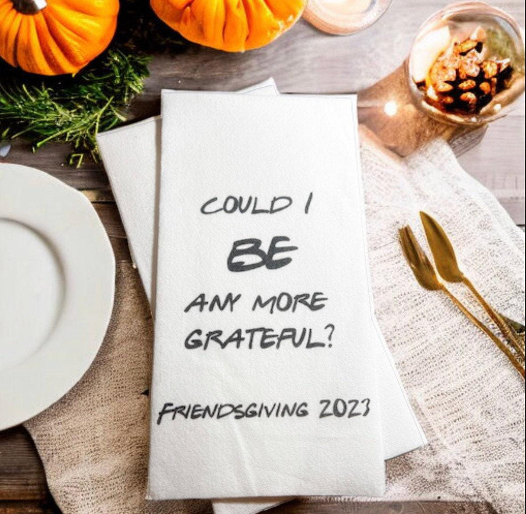 Friendsgiving Guest Towels Linen Feel Ultra Ply White Disposable Towel Dinner Napkin Friendsgiving Thanksgiving Paper Hand Towels, Set of 20