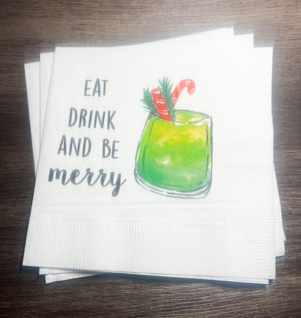 Eat Drink Be Merry Funny Christmas Party Girls Christmas Holiday Cocktail Party Cocktail, Luncheon or Dinner Napkins Set of 25