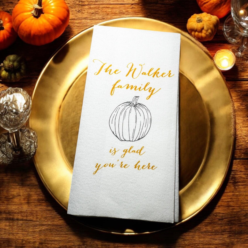 Fall Guest Towels Thanksgiving Linen Feel Ultra Ply White Disposable Towel Dinner Napkin Personalized Paper Hand Towels, Set of 20