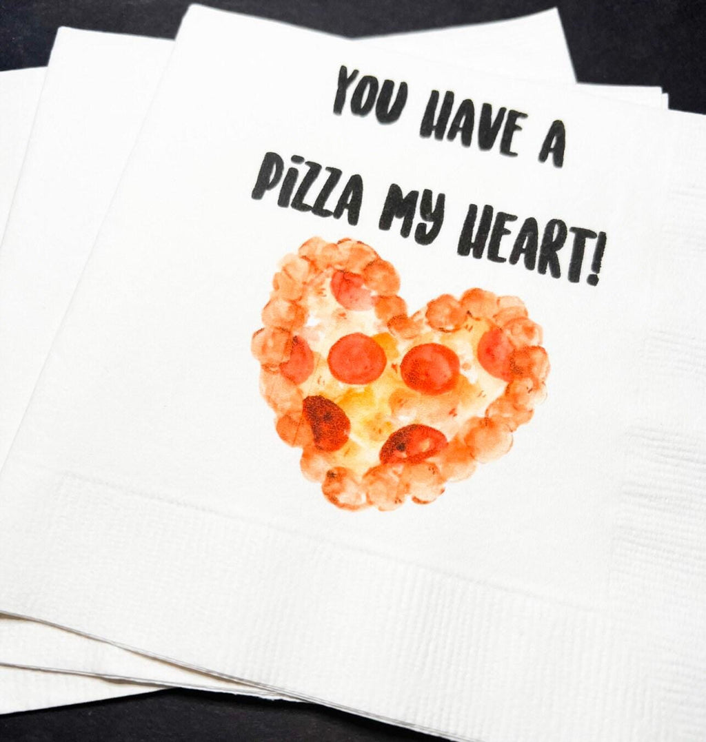 Pizza My Heart Valentine Pizza Valentines Day Party Singles Party Galentines Cocktail or Luncheon Napkins, Set of 25