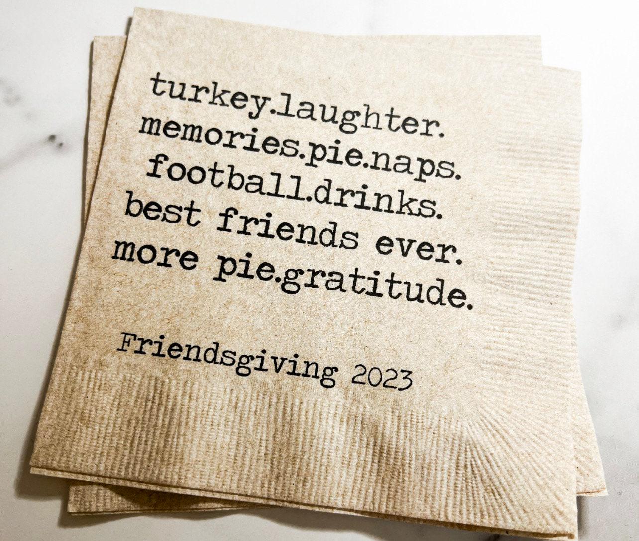 Friendsgiving Napkins Funny Friendsgiving Thanksgiving Friends Kraft Cocktail or Dinner Napkins, Set of 25