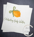 Ciao Baby Lemon Oh Baby Sage Green Bow Italian Baby Shower Lemon Baby Shower Personalized Cocktail, Luncheon or Dinner Napkins Set of 25