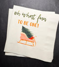 Oh What Fun First Birthday Party Baby Shower Winter Christmas December Cocktail, Luncheon or Dinner Napkins Set of 25