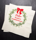 Christmas Red Bow Family Christmas Party Gathering Holiday Party Christmas Eve Personalized Cocktail, Luncheon or Dinner Napkins Set of 25