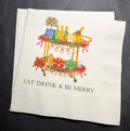 Eat Drink Be Merry Christmas Bar Cart Christmas Cocktail Holiday Party Red Bow Friendsmas Cocktail, Luncheon or Dinner Napkins Set of 25