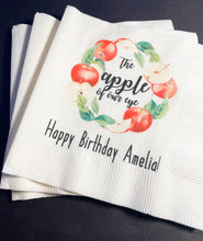 Load image into Gallery viewer, Apple of our Eye Baby Shower Apple Fall Birthday Fall Baby Shower Apple Cocktail or Luncheon Personalized Napkins, Set of 25
