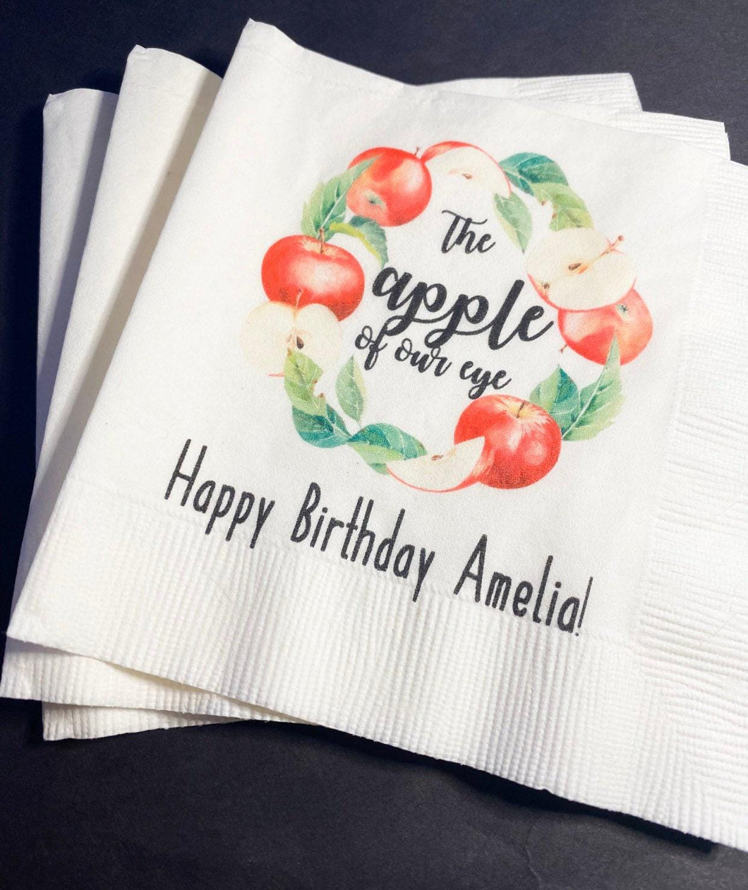 Apple of our Eye Baby Shower Apple Fall Birthday Fall Baby Shower Apple Cocktail or Luncheon Personalized Napkins, Set of 25