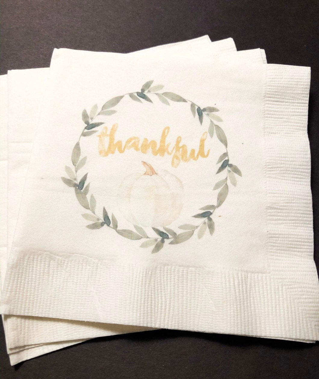 Thanksgiving Thankful Fall Wedding Bridal Shower Cocktail, Luncheon or Dinner Napkins Set of 25