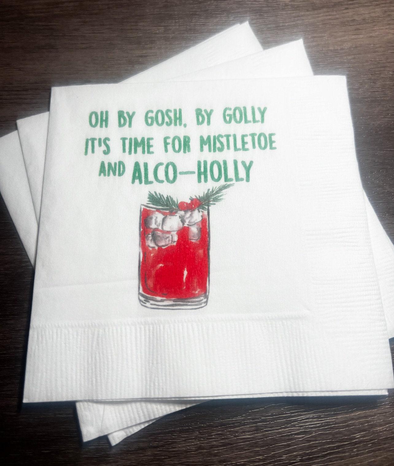 Eat Drink Be Merry Funny Christmas Party Oh By Gosh By Golly Alcoholly Girls Holiday Party Cocktail, Luncheon or Dinner Napkins Set of 25