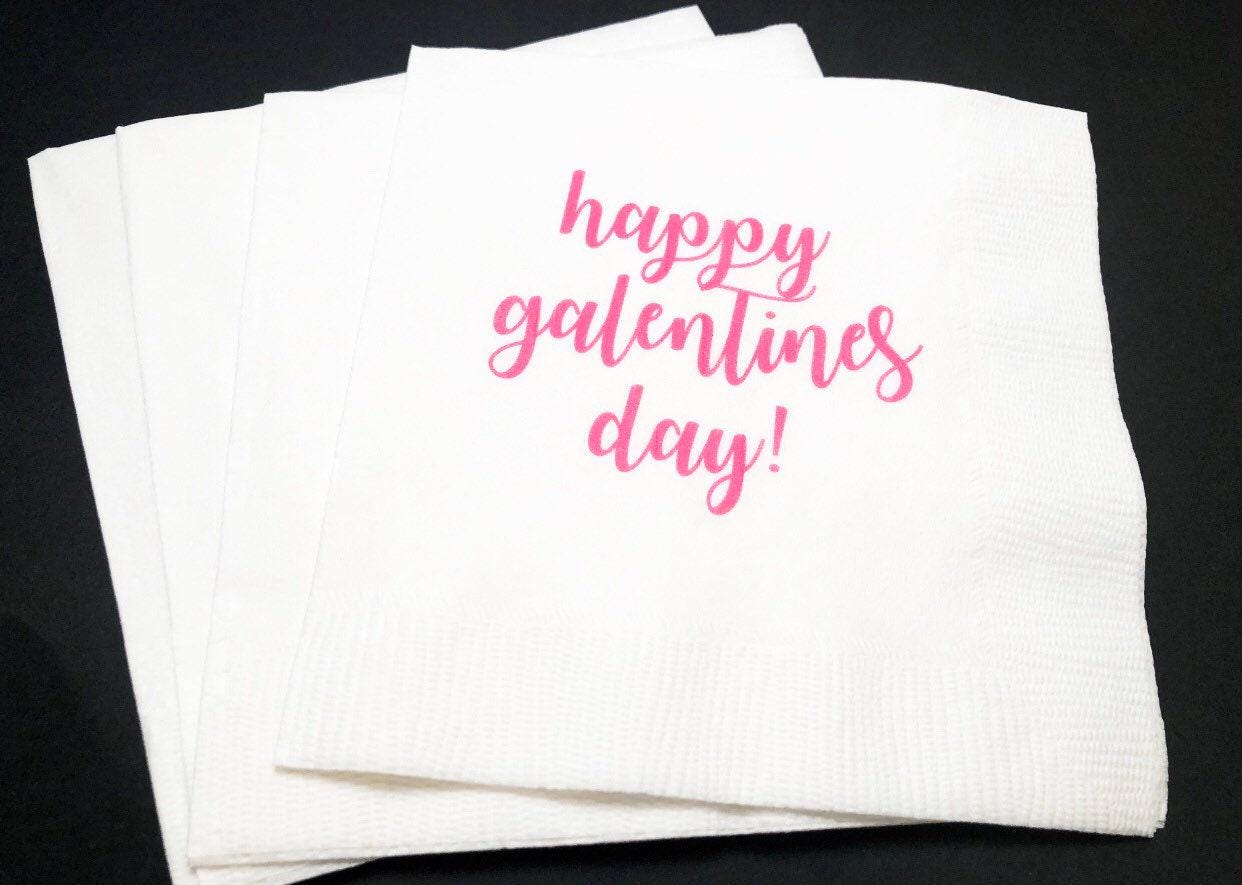 Galentines Day Girlfriends Valentines Day Party Leslie Knope Parks and Rec Cocktail or Luncheon Napkins, Set of 25