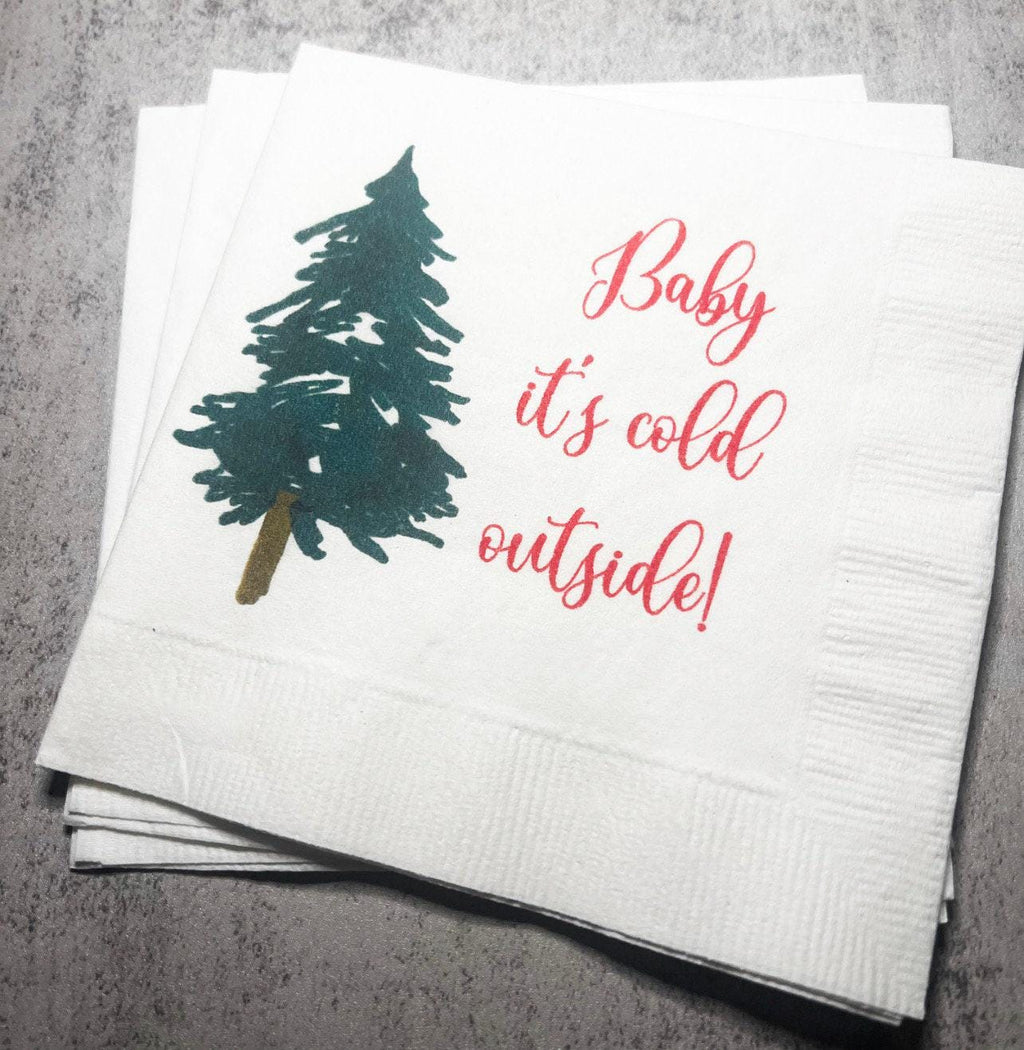 Baby It's Cold Outside Baby Shower Winter Christmas December Baby Shower Birthday Cocktail, Luncheon or Dinner Napkins Set of 25
