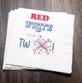 Red White and Two Firecracker Birthday July 4th Birthday Cocktail or Luncheon Napkins, Set of 25