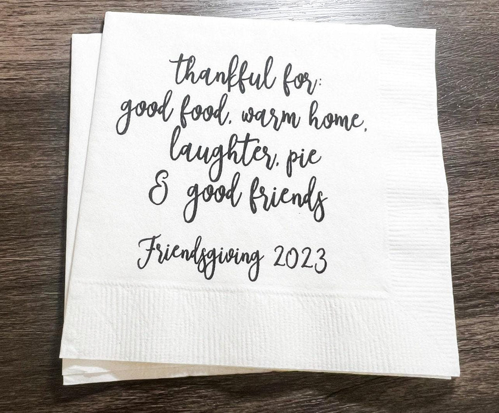 Friendsgiving Gather Give Thanks Funny Friendsgiving Thanksgiving Table Cocktail, Luncheon or Dinner Napkins Set of 25