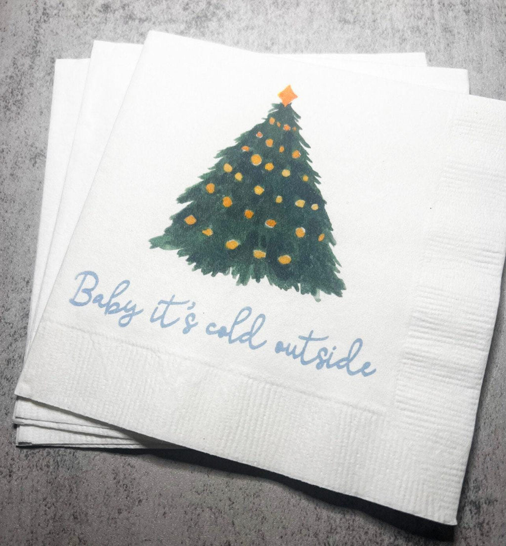 Baby It's Cold Outside Baby Shower Winter Christmas December Baby Shower Birthday Cocktail, Luncheon or Dinner Napkins Set of 25