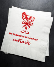 Load image into Gallery viewer, Tini Bit Merry Holiday Martini Christmas Party Jingle &amp; Mingle Friendsmas Holiday Party Cocktail Luncheon or Dinner Napkins Set of 25
