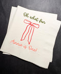 Oh What Fun Red Bow Birthday Christmas Pink Red December 1st Birthday Christmas Personalized Cocktail, Luncheon or Dinner Napkins Set of 25