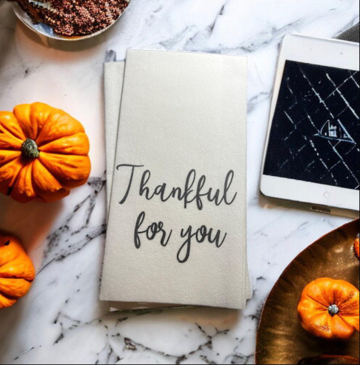 Thanksgiving Guest Towels Linen Feel Ultra Ply White Disposable Towel Dinner Napkin Friendsgiving Thanksgiving Paper Hand Towels, Set of 20