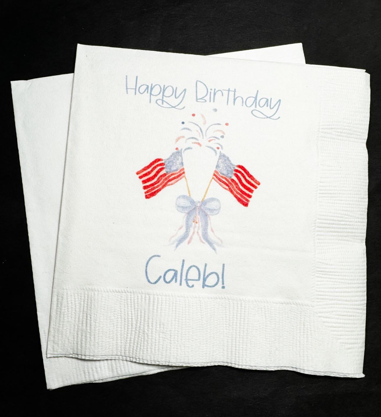One American Dude Patriotic 1st Birthday 4th of July Birthday Red White Blue Bday Personalized Cocktail, Lunch or Dinner Napkins, Set of 25