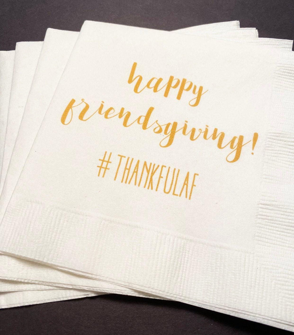 Thankful Af Friendsgiving Thanksgiving Friends Cocktail Napkins, Set of 25