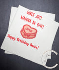 Girls Just Wanna Be One Pink Red Bow First Birthday 1st Bday Coquette Cake Pink Personalized Cocktail, Luncheon or Dinner Napkins Set of 25