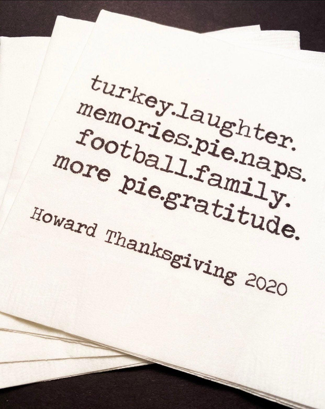 Thanksgiving Turkey Football Pie Personalized Cocktail Napkins, Set of 25