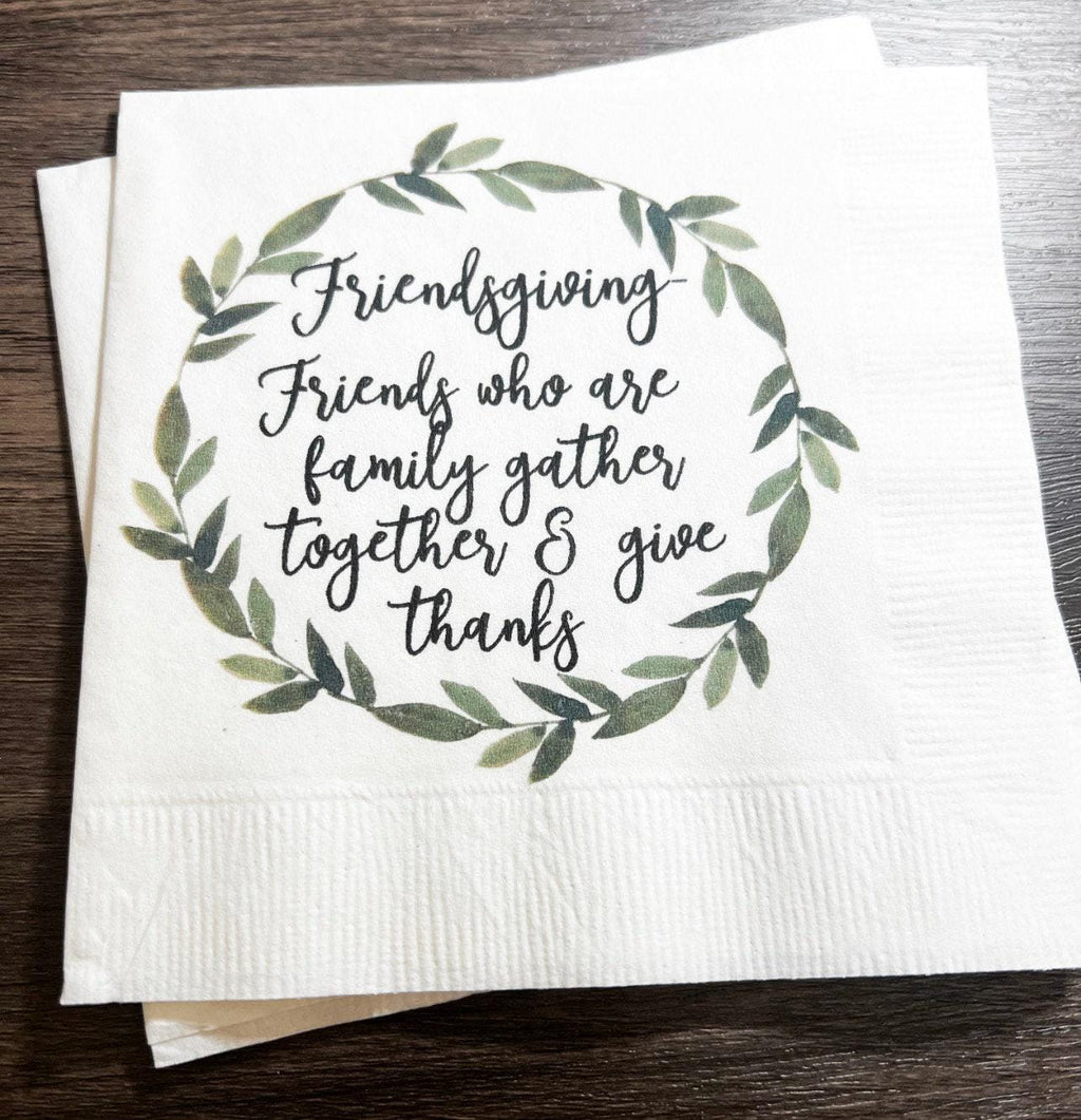 Friendsgiving Gather Give Thanks Funny Friendsgiving Thanksgiving Table Cocktail, Luncheon or Dinner Napkins Set of 25