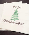 Christmas Gender Reveal He or She Winter December Baby Reveal Personalized Cocktail, Luncheon or Dinner Napkins Set of 25