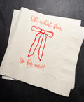 Oh What Fun Red Bow Birthday Christmas Pink Red December 1st Birthday Christmas Cocktail, Luncheon or Dinner Napkins Set of 25