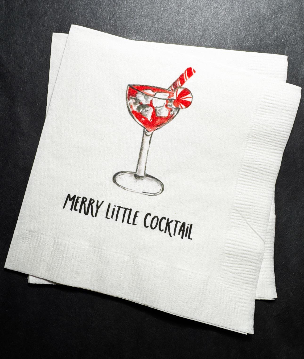 Tini Bit Merry Little Cocktail Holiday Martini Christmas Party Jingle & Mingle Friendsmas Cocktail Luncheon or Dinner Napkins Set of 25