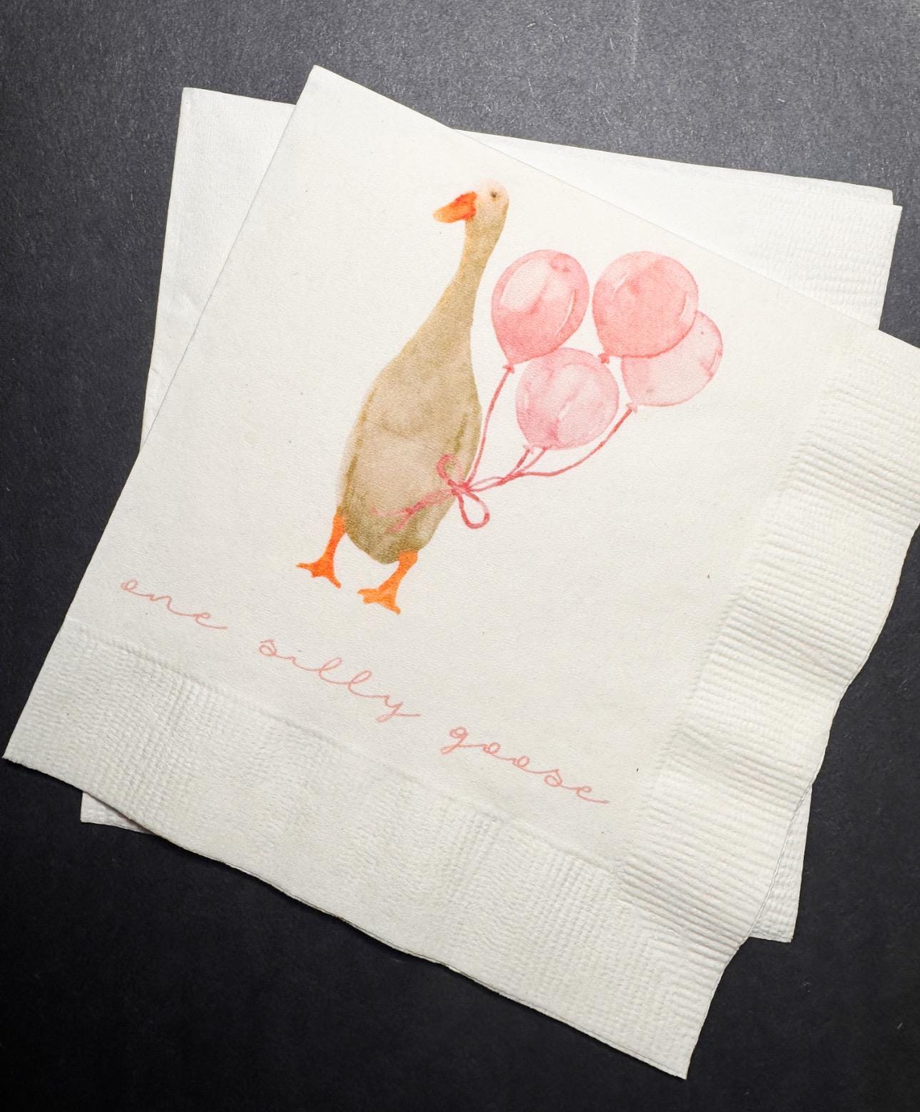 One Silly Goose 1st Birthday First Birthday Goose Preppy Goose Birthday Party  Cocktail, Luncheon or Dinner Napkins Set of 25
