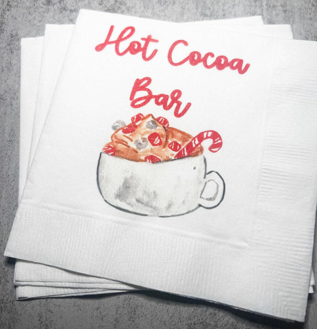 Hot Cocoa Bar Christmas Party Winter Birthday Party Winter Baby Shower Baby it’s Cold Cocktail, Luncheon or Dinner Napkins Set of 25
