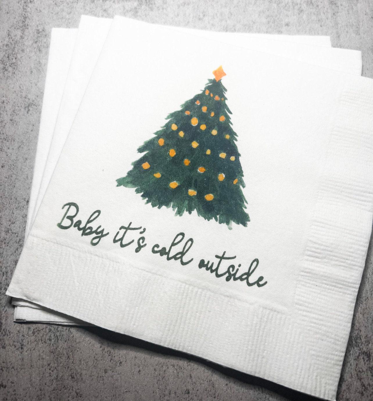 Baby It's Cold Outside Baby Shower Winter Christmas December Baby Shower Birthday Cocktail, Luncheon or Dinner Napkins Set of 25
