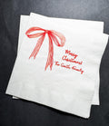 Christmas Red Bow Family Christmas Party Gathering Holiday Party Christmas Eve Personalized Cocktail, Luncheon or Dinner Napkins Set of 25