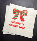 Tini Bit Merry Little Cocktail Holiday Christmas Party Bow Theme Friendsmas Cocktail Luncheon or Dinner Napkins Set of 25