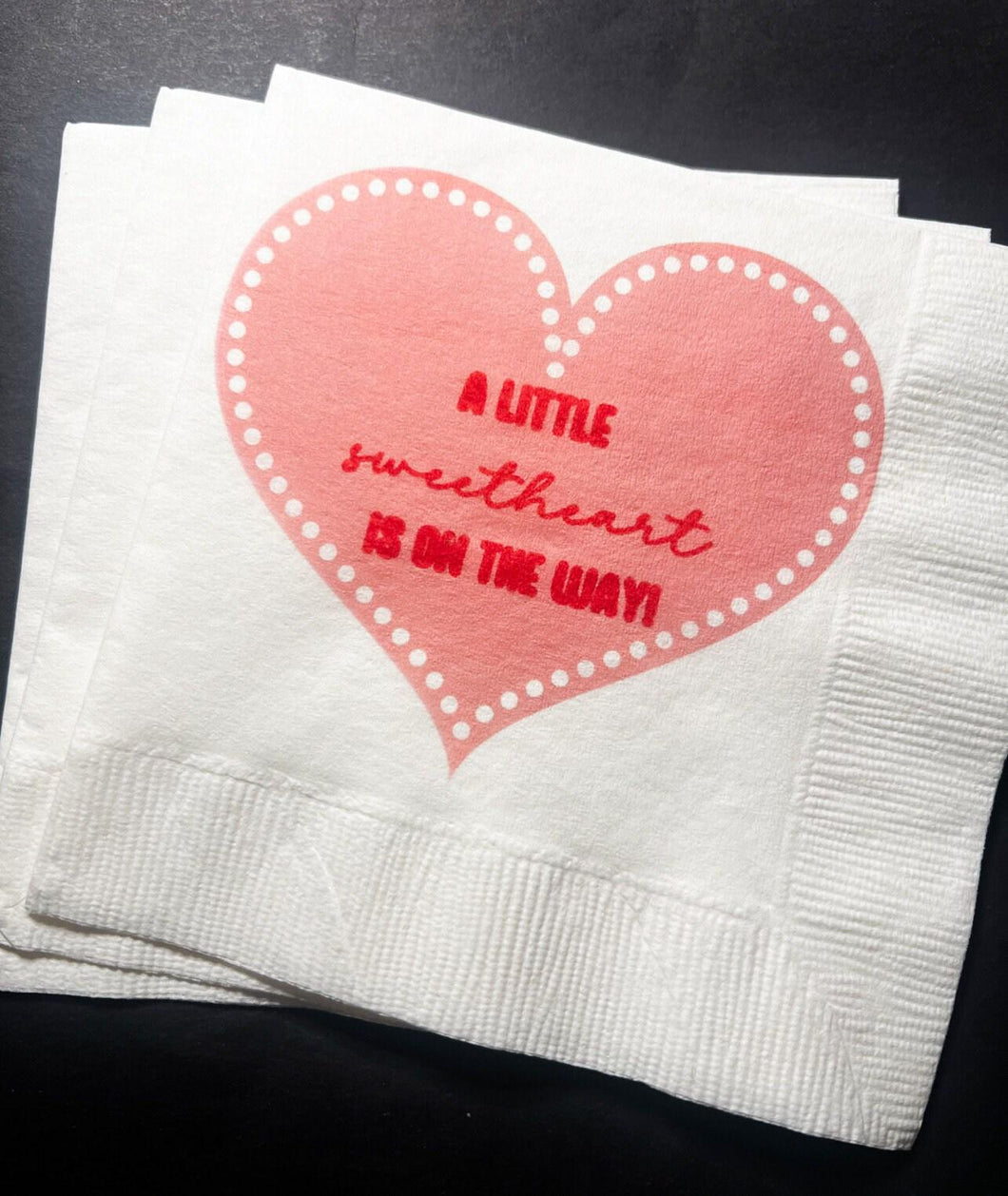 A Little Sweetheart is One First Birthday Valentines 1st Birthday Pink Red Heart Party Cocktail, Luncheon or Dinner Napkins, Set of 25