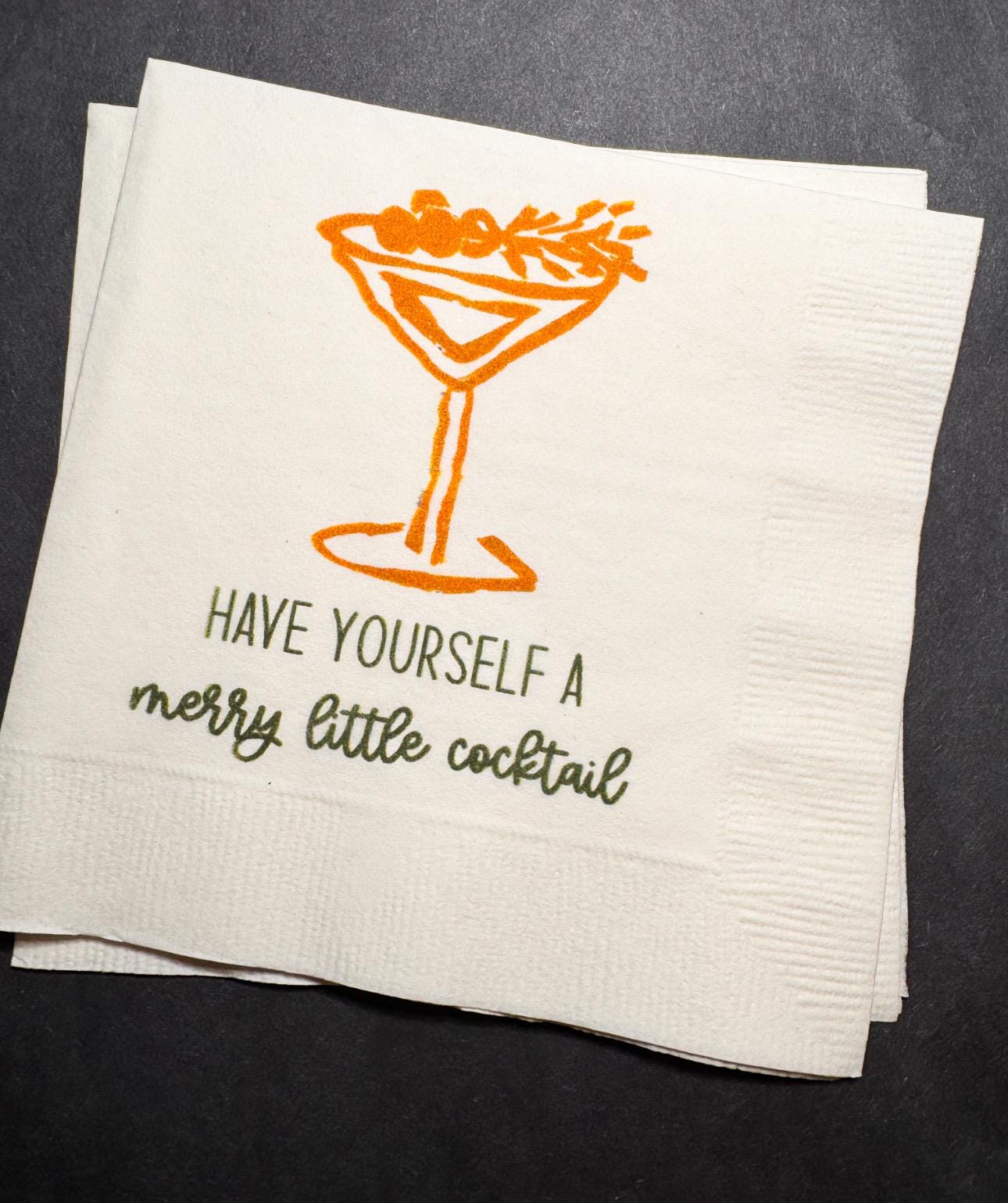 Merry Little Cocktail Tini Bit Merry Holiday Martini Christmas Party Friendsmas Holiday Party Cocktail Luncheon or Dinner Napkins Set of 25
