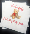 Teddy Bear Baby Shower Santa Baby Red Bow Christmas Bear Baby Shower Personalized Cocktail, Luncheon or Dinner Napkins Set of 25