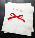 Red Bow 1st Birthday Christmas Pink Red December One Birthday Happy Birthday Christmas Cocktail, Luncheon or Dinner Napkins Set of 25