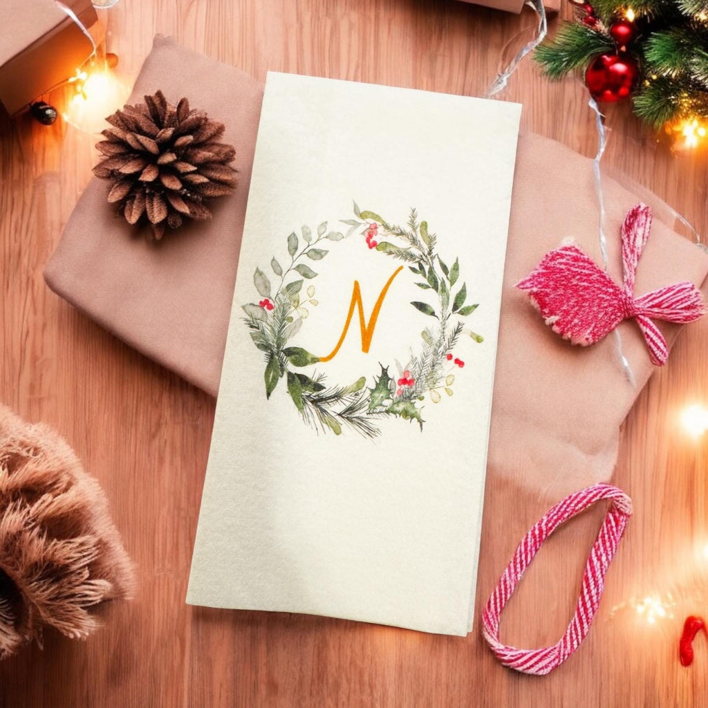 Holiday Guest Towels Christmas Linen Feel Ultra Ply White Disposable Towel Christmas Dinner Napkin Personalized Paper Hand Towels, Set of 20