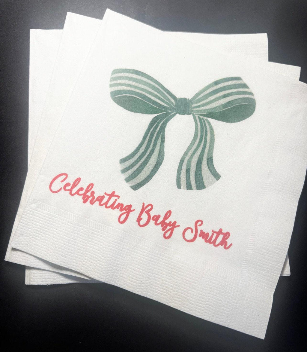 Santa Baby Christmas Baby Shower Santa Baby Gender Reveal Christmas Reveal December Gender Reveal Cocktail or Luncheon Napkins, Set of 25