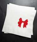 Red Bow Christmas Birthday Christmas Pink Red December Birthday Red Bow Baby Shower Cocktail, Luncheon or Dinner Napkins Set of 25