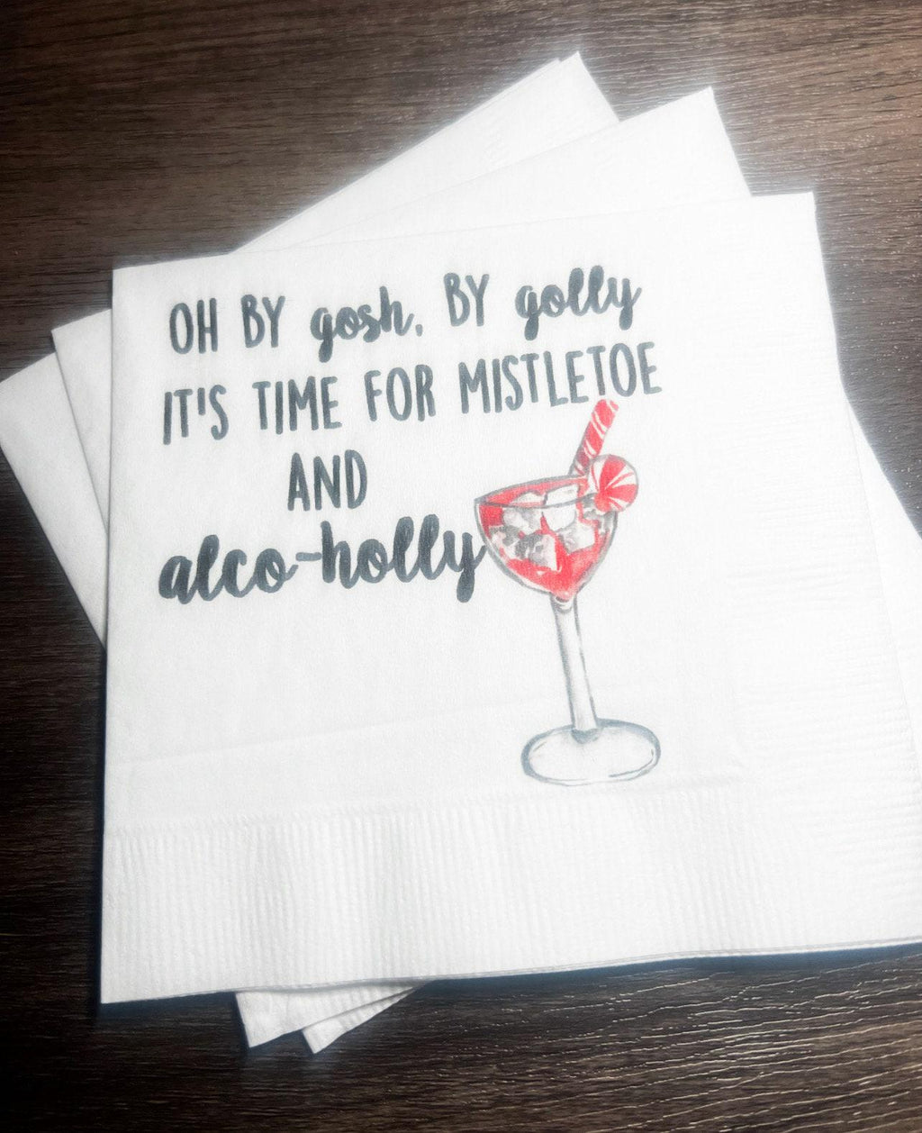 Eat Drink Be Merry Funny Christmas Party Oh By Gosh By Golly Alcoholly Girls Holiday Party Cocktail, Luncheon or Dinner Napkins Set of 25