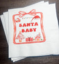Santa Baby Christmas Baby Shower Santa Baby Gender Reveal Christmas Reveal December Gender Reveal Cocktail or Luncheon Napkins, Set of 25