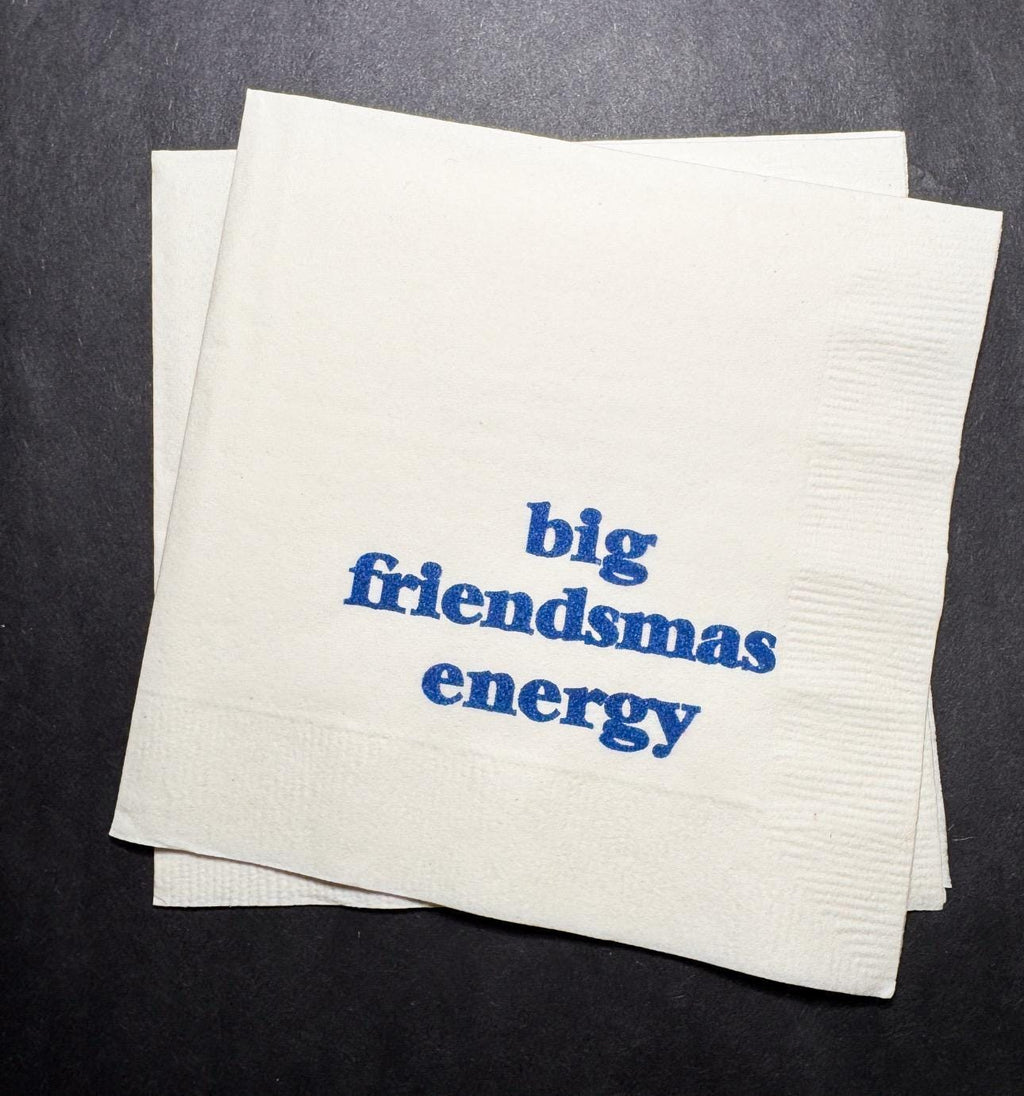 Friendsmas Christmas Party Very Merry Friendsmas It’s giving Friendsmas Funny Christmas Cocktail, Luncheon or Dinner Napkins Set of 25