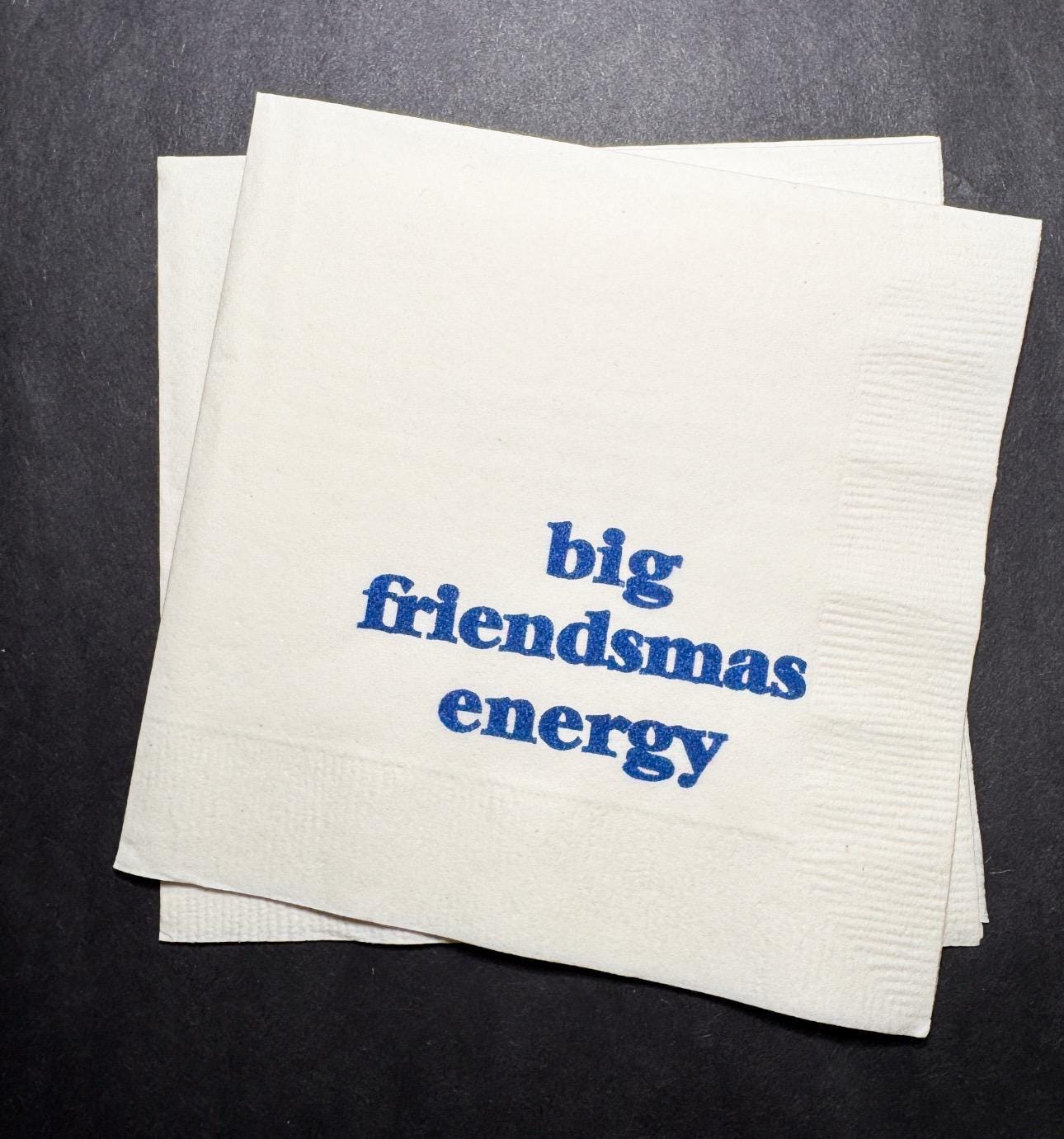 Friendsmas Christmas Party Very Merry Friendsmas It’s giving Friendsmas Funny Christmas Cocktail, Luncheon or Dinner Napkins Set of 25