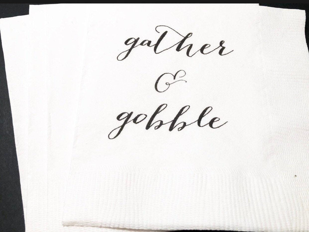 Thanksgiving Gather & Gobble Cocktail Napkins, Set of 25